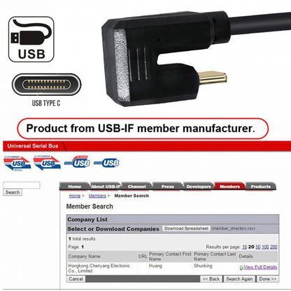 USB3.1 Type-C Male to USB-C 360 Degree Opposite Back Angled 10Gbps Data 4K Cable 65W