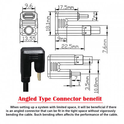 USB3.1 Type-C Male to USB-C 360 Degree Opposite Back Angled 10Gbps Data 4K Cable 65W