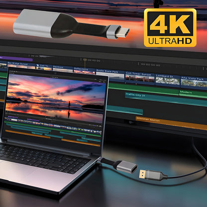 USB-C Type-C Source to Displayport 4K 60hz Sink HDTV Adapter Ultra Slim Flat Cable 1080p for Laptop Tablet Phone