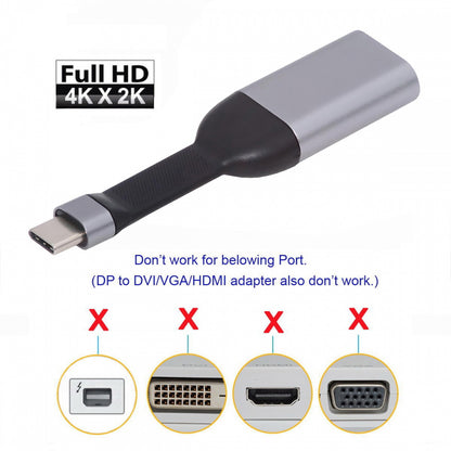 USB-C Type-C Source to Displayport 4K 60hz Sink HDTV Adapter Ultra Slim Flat Cable 1080p for Laptop Tablet Phone