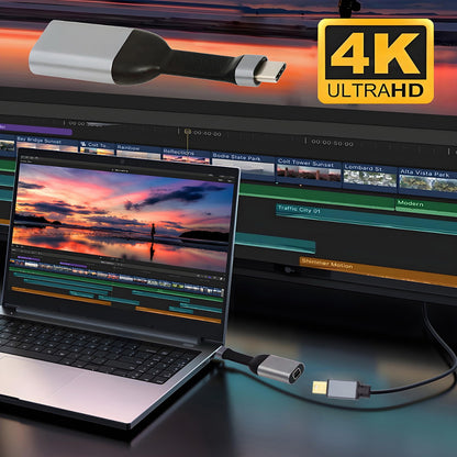 USB-C Type-C Source to Mini DP Displayport 4K 60hz Sink HDTV Adapter Ultra Slim Flat Cable 1080p for Laptop Tablet Phone