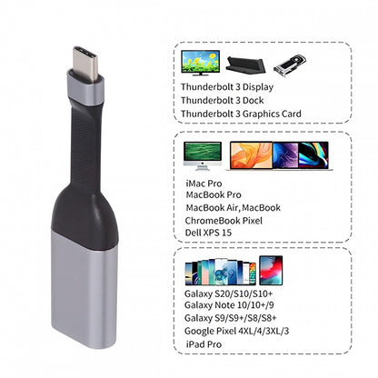 USB-C Type-C Source to Mini DP Displayport 4K 60hz Sink HDTV Adapter Ultra Slim Flat Cable 1080p for Laptop Tablet Phone