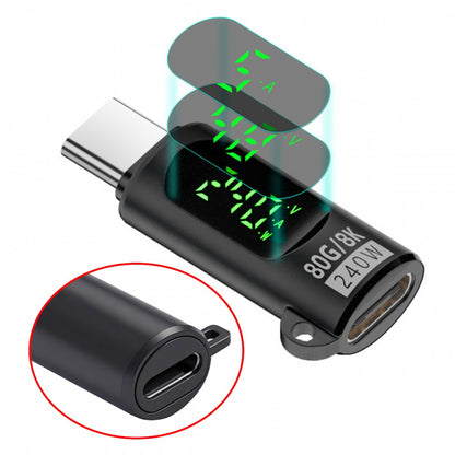 USB5.0 80Gbps Male to Female Extension Adapter Smart LED Display with 240W 8K 5K Compatible with USB4.0 Thunderbolt3/4/5