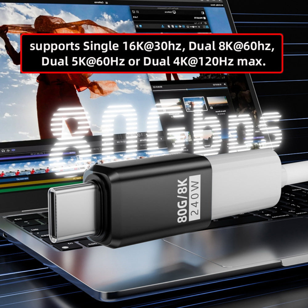 USB5.0 80Gbps Male to Male Extension Adapter with 240W 16K 8K 5K Compatible with USB4.0 Thunderbolt3/4/5