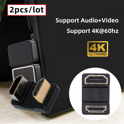2pcs/lot Up & Down HDMI 1.4 Male Type-A to HDMI Female Port Saver 360 Degree Opposite U Shape Back Angled Extension Adapter