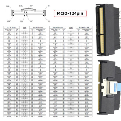 PCI-E 5.0 Mini Cool Edge IO MCIO STR PCI-E 16x 124Pin Male to MCIO 124Pin Male Extender Cable 50cm with Pull Tab
