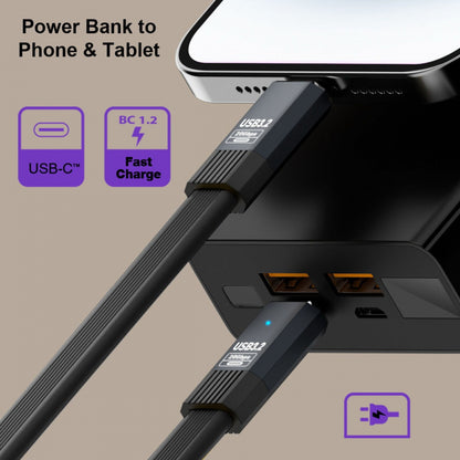 USB3.1 Type-A Male to Type-C Male 10Gbps Flat Slim FPC USB-C Data Power Cable 5V3A for Laptop Phone Disk
