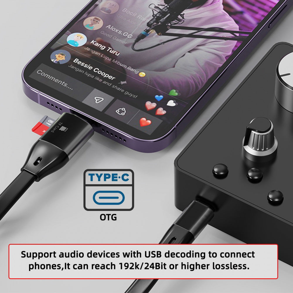 Type-C USB-C Male to Male USB 3.1 10Gbps & TF Micro-SD Card Reader Flat Slim FPC Data Cable for Laptop Phone