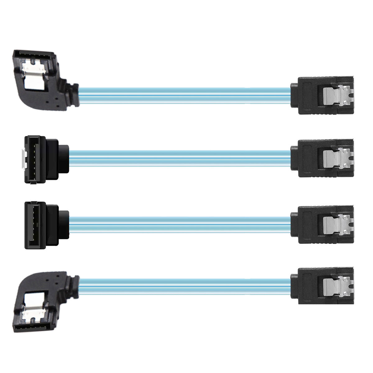 4pcs/lot 90 Degree Angled Type Internal 4-SATA Host to 4SATA 7pin Target Disk 6Gbps Data Server Cable 25cm