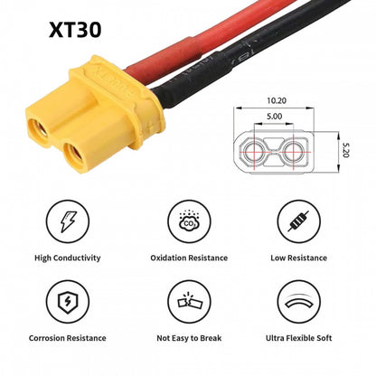 XT30 Female to Female 18AWG Extension Cable Connector for RC Battery Portable Power Station Solar Panel