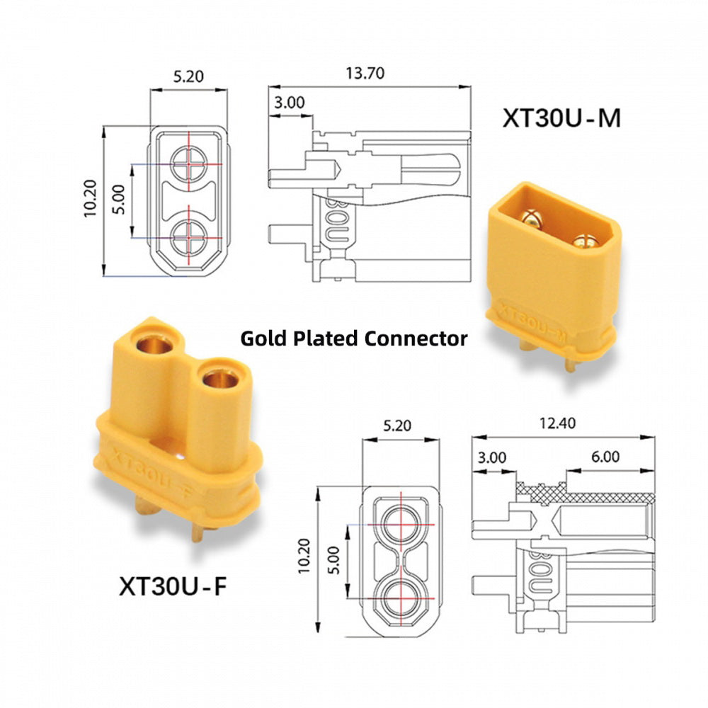 XT30 Female to Female 18AWG Extension Cable Connector for RC Battery Portable Power Station Solar Panel