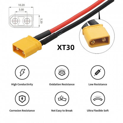 XT30 Male to Male 18AWG Extension Cable Connector for RC Battery Portable Power Station Solar Panel
