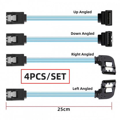 4pcs/lot 90 Degree Angled Type Internal 4-SATA Host to 4SATA 7pin Target Disk 6Gbps Data Server Cable 25cm
