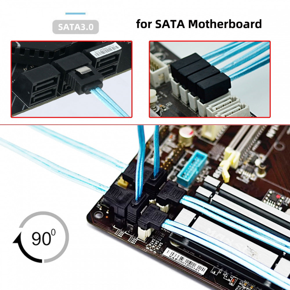 4pcs/lot 90 Degree Angled Type Internal 4-SATA Host to 4SATA 7pin Target Disk 6Gbps Data Server Cable 25cm