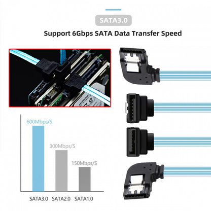 4pcs/lot 90 Degree Angled Type Internal 4-SATA Host to 4SATA 7pin Target Disk 6Gbps Data Server Cable 25cm