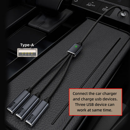 USB 2.0 Type-A to 3 Ports Hub Cable Bus Power 1 to 3 Data for Laptop Desktop Phone Mouse Keyboard Printer Disk