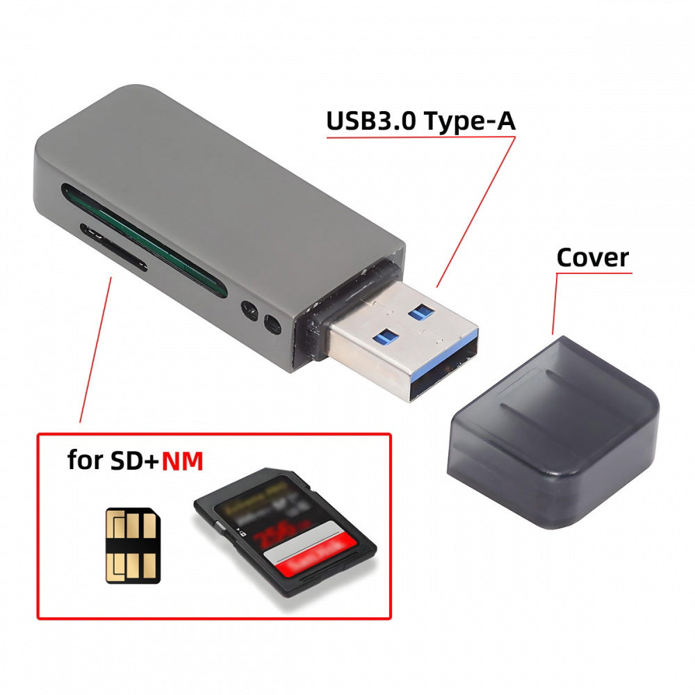 USB 3.0 to Nano Memory NM Card  & SD Card Reader Writer for Camera & Laptop & Tablet & Mate Serial Phone