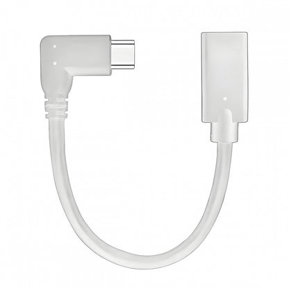 White USB-C Type-C Male to Female Extension Power USB2.0 Data Cable 90 Degree Left Right Angled 65W Fast Charge for Laptop Tablet Phone