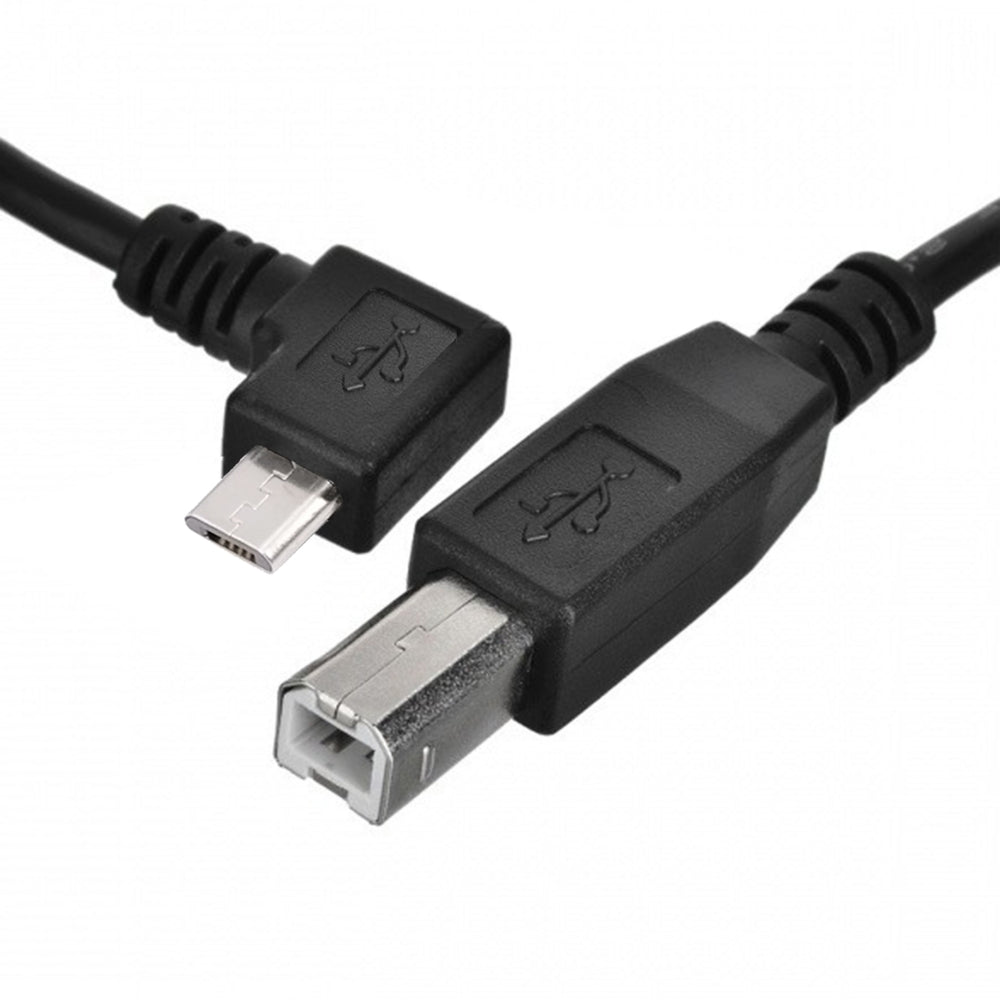 Left Angled 90 Degree Micro USB OTG to Standard B Type Cable for Printer Scanner Disk Lectronic Musical Instrument Midi Keyboard (60cm)