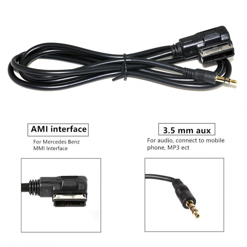 AMI MDI to 3.5mm Audio AUX Male Music Cable Compatible with Benz 2008-2016 Music Interface 1.3m