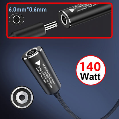 DC Jack 6.0x1.4mm Input to USB-C Type-C Power 140W Smart LED Display Charge Cable for Laptop Phone PD9V/5V/20V/7A