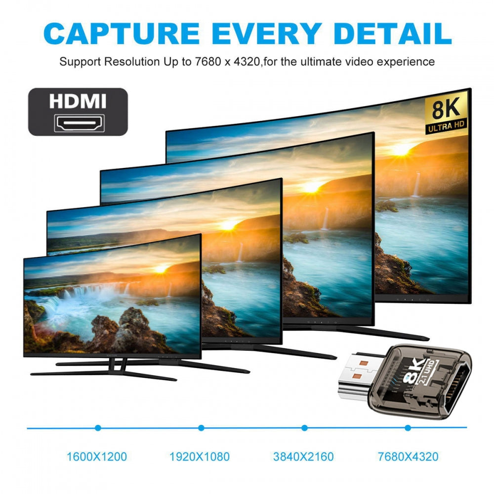 3pcs/set HDMI Male to HDMI 2.1 Female UHD Extension Adapter Extender with Smart LED Light Support 8K 60hz HDTV