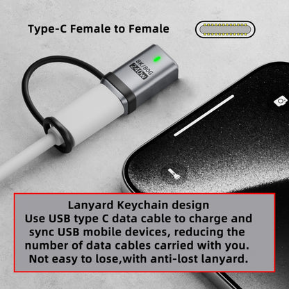 USB5.0 80Gbps Female to Female Extension Adapter with Lanyard Keychain 240W 16K 8K 5K Compatible with USB4.0 Thunderbolt3/4/5