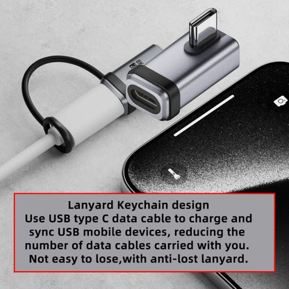 90 Degree USB5.0 80Gbps Male to Female Low Profile Left Right Angled Extension Adapter with Lanyard Keychain 240W 16K 8K 5K Compatible with USB4.0 Thunderbolt3/4/5
