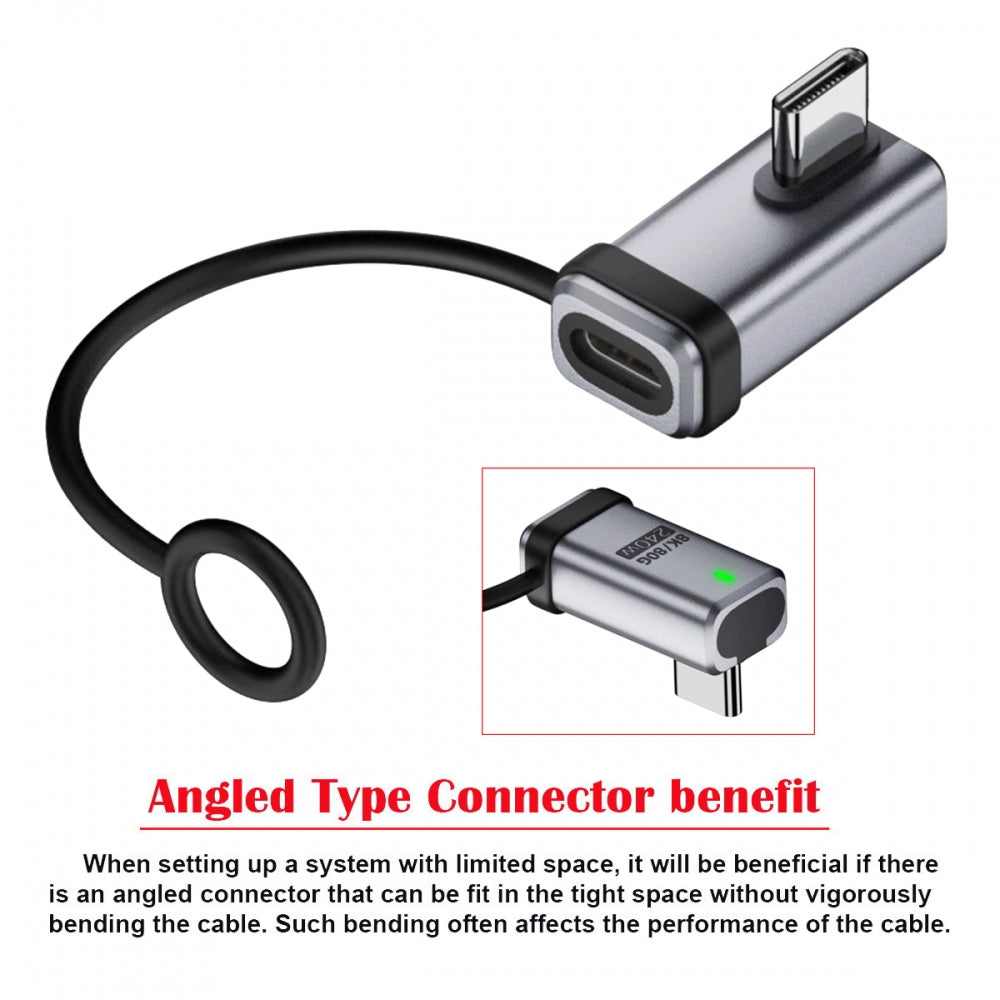 90 Degree USB5.0 80Gbps Male to Female Low Profile Left Right Angled Extension Adapter with Lanyard Keychain 240W 16K 8K 5K Compatible with USB4.0 Thunderbolt3/4/5