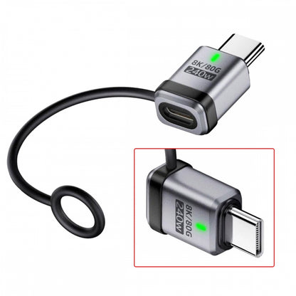 90 Degree USB5.0 80Gbps Male to Female Straight Extension Adapter with Lanyard Keychain 240W 16K 8K 5K Compatible with USB4.0 Thunderbolt3/4/5