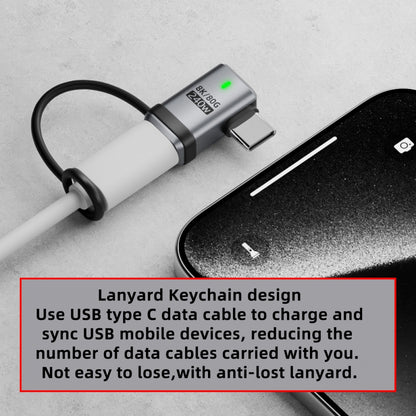 90 Degree USB5.0 80Gbps Male to Female Left Right Angled Extension Adapter with Lanyard Keychain 240W 16K 8K 5K Compatible with USB4.0 Thunderbolt3/4/5