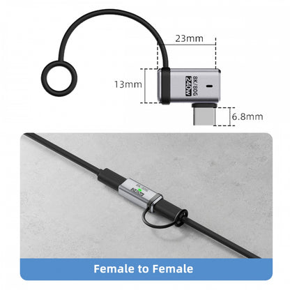 90 Degree USB5.0 80Gbps Male to Female Left Right Angled Extension Adapter with Lanyard Keychain 240W 16K 8K 5K Compatible with USB4.0 Thunderbolt3/4/5
