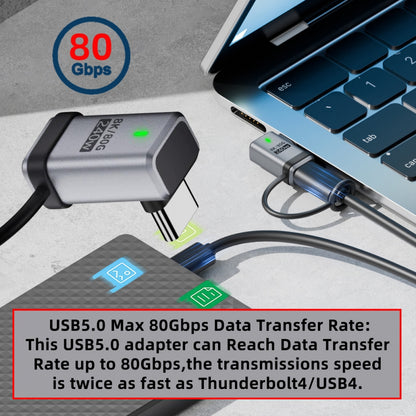 90 Degree USB5.0 80Gbps Male to Female Up Down Angled Extension Adapter with Lanyard Keychain 240W 16K 8K 5K Compatible with USB4.0 Thunderbolt3/4/5