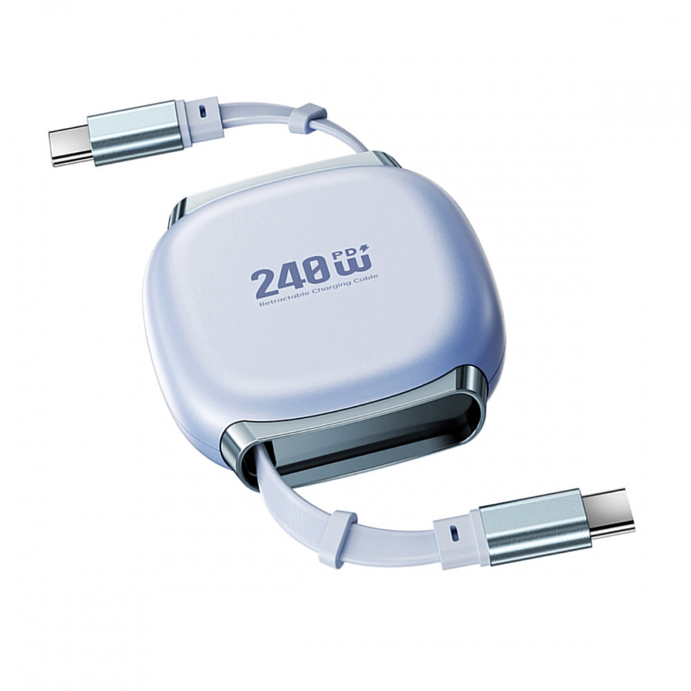 Retractable Stretch Coiled USB-C Cable 480Mbps 240W for Laptop Phone Tablet Type-C Male to Male Cable Power & Data