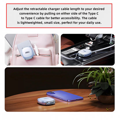 Retractable Stretch Coiled USB-C Cable 480Mbps 240W for Laptop Phone Tablet Type-C Male to Male Cable Power & Data