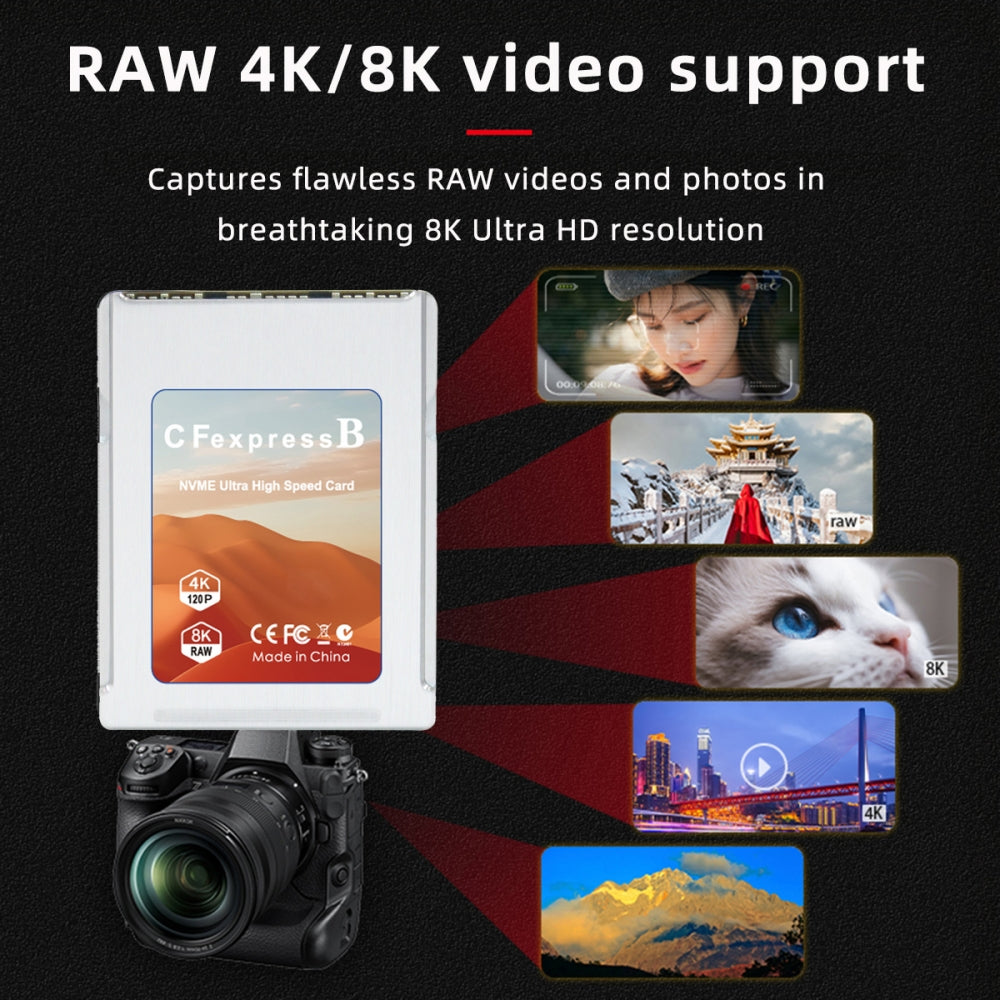 CFexpress Type-B to NVME 2230 Memory Card Kit Case CFE CFB NGFF M-key Adapter Alloy Shell for Camera 8K RAW PCIe Expansion