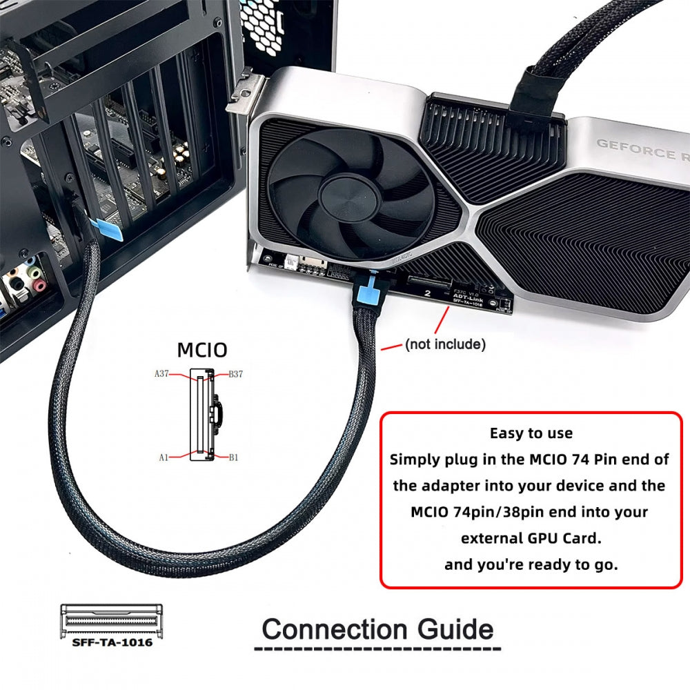 External MCIO 8i Mini Cool Edge IO SFF-TA-1016 to PCIE5.0 PCI-Express 8x VROC Adapter for Mainboard SSD Graphics Card