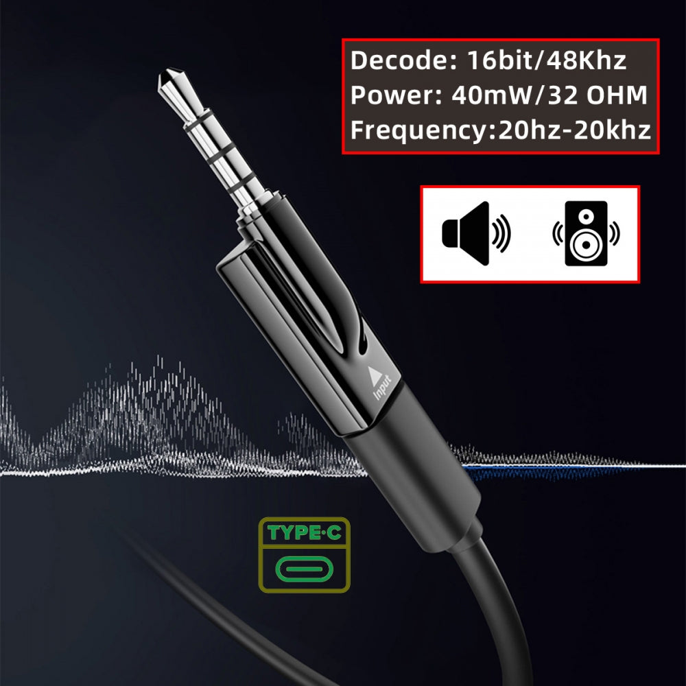 2pcs/lot Type-C USB-C Female to 3.5mm Male & Female Audio AUX & MIC Sound Card 16bit 48kHz Adapter Compatible with Laptop Tablet Phone