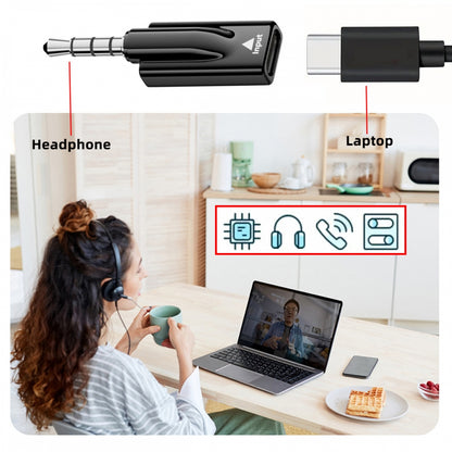 2pcs/lot Type-C USB-C Female to 3.5mm Male & Female Audio AUX & MIC Sound Card 16bit 48kHz Adapter Compatible with Laptop Tablet Phone