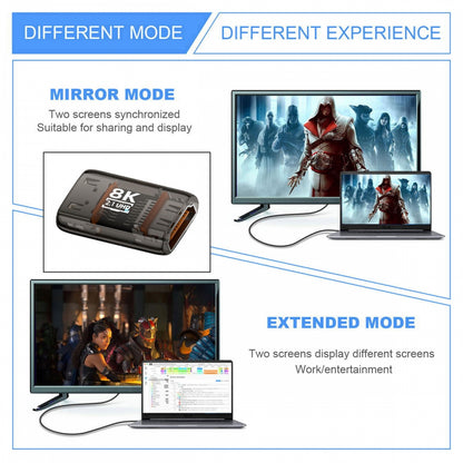 HDMI Female to HDMI 2.1 Female UHD Extension Adapter Extender Transparent with Smart LED Light Support 8K 60hz HDTV