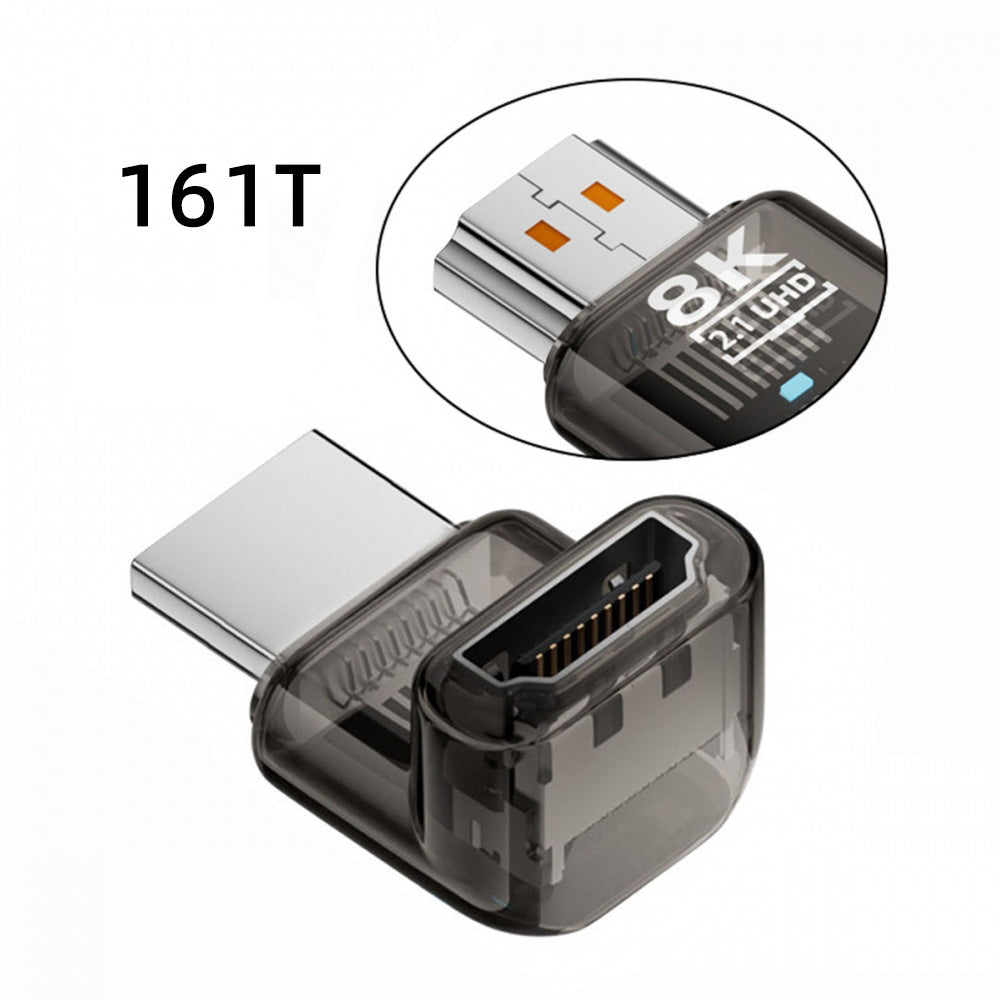 Up Angled 90 Degree HDMI Male to HDMI 2.1 Female UHD Extension Adapter Extender Transparent with Smart LED 8K 60hz HDTV