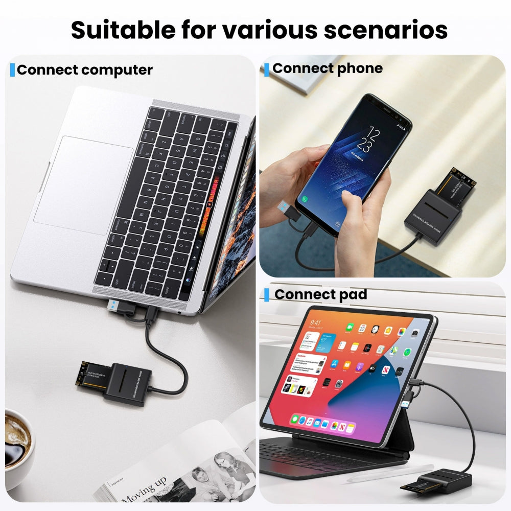 USB 3.0 USB-C Type-C Type-A Dual Connector to MSATA SSD Docking External Cable Enclosure 5Gbps