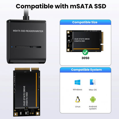 USB 3.0 USB-C Type-C Type-A Dual Connector to MSATA SSD Docking External Cable Enclosure 5Gbps