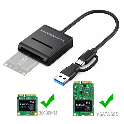 USB 3.0 USB-C Type-C Type-A Dual Connector to MSATA SSD Docking External Cable Enclosure 5Gbps