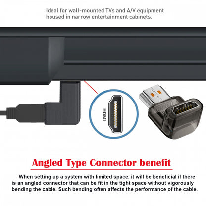 Down Angled 90 Degree HDMI Male to HDMI 2.1 Female UHD Extension Adapter Extender Transparent with Smart LED 8K 60hz HDTV