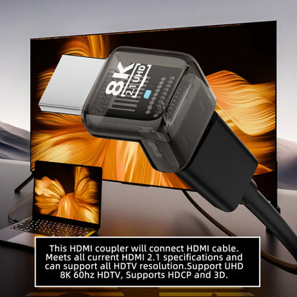 Down Angled 90 Degree HDMI Male to HDMI 2.1 Female UHD Extension Adapter Extender Transparent with Smart LED 8K 60hz HDTV