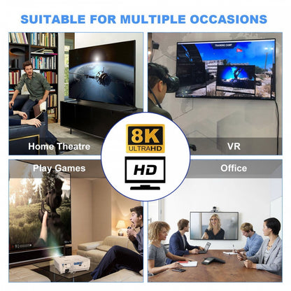 Down Angled 360 Degree Opposite U Shape Back HDMI Male to HDMI 2.1 Female UHD Extension Adapter Extender Transparent with Smart LED 8K 60hz HDTV