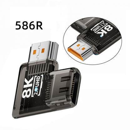 Left Angled 90 Degree Horizontal HDMI Male to HDMI 2.1 Female UHD Extension Adapter Extender Transparent with Smart LED 8K 60hz HDTV