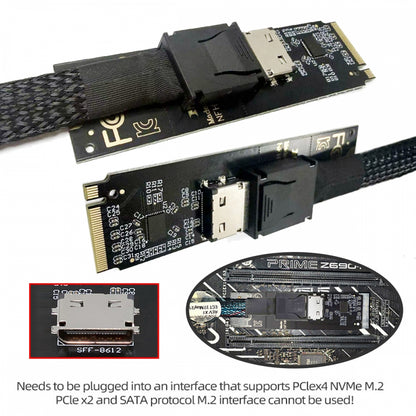 2280 PCI-E4.0 M.2 M-key NVME to Oculink SFF-8612 SFF-8611 Host Adapter with Linear Redriver for U.2 SSD eGPU over Long Cable Lengths