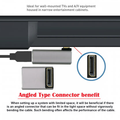 Down Angled DisplayPort 1.4 Male to DP Female 8K 60hz Adapter Ultra-HD UHD 4K 144hz 90 Degree for Video PC Laptop Monitor